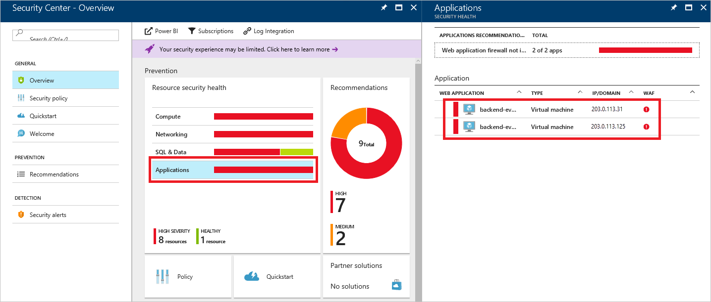 Defender for Cloud overview window