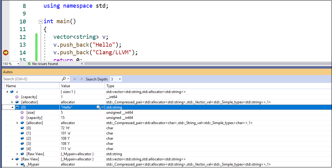 Visual Studio 對範例應用程式進行偵錯的螢幕擷取畫面