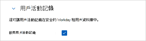 允許使用者活動記錄的截圖。
