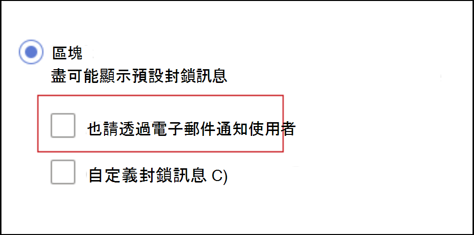 如何阻止透過電子郵件通知終端使用者的截圖。