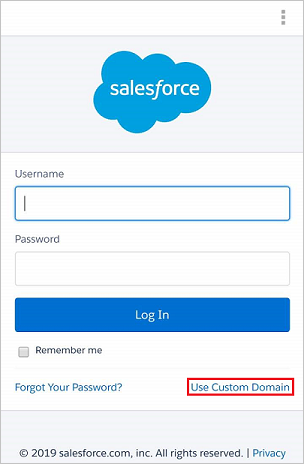 Salesforce 行動應用程式使用自訂網域
