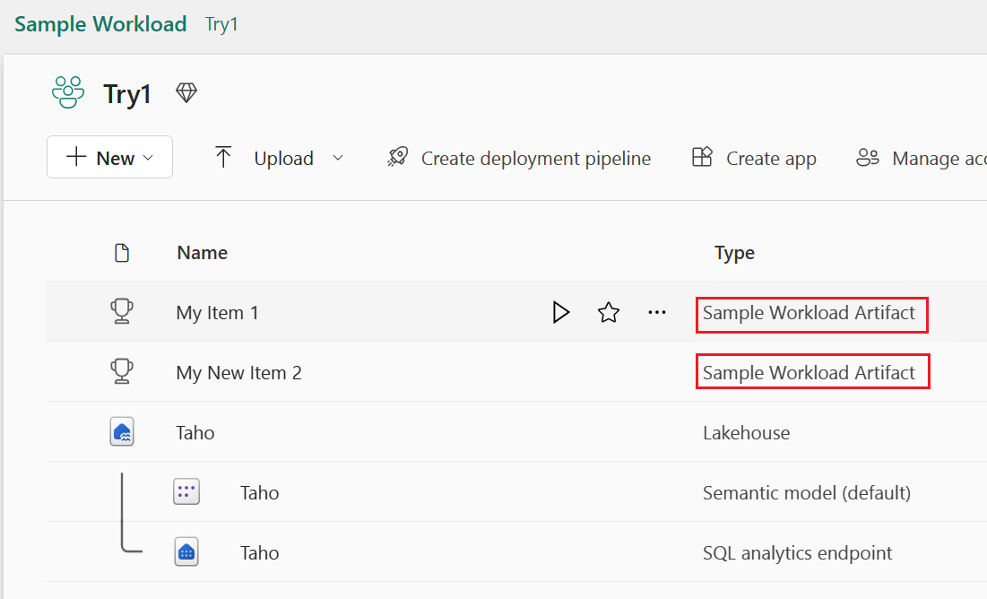 在工作區中開啟現有項目的螢幕擷取畫面。