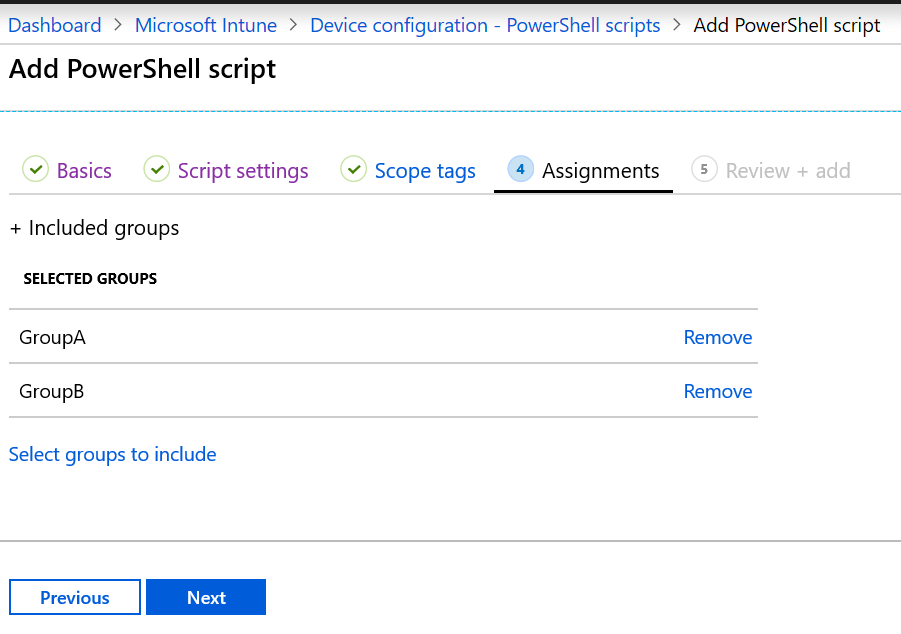 在 Microsoft Intune 中將 PowerShell 腳本指派或部署至裝置群組