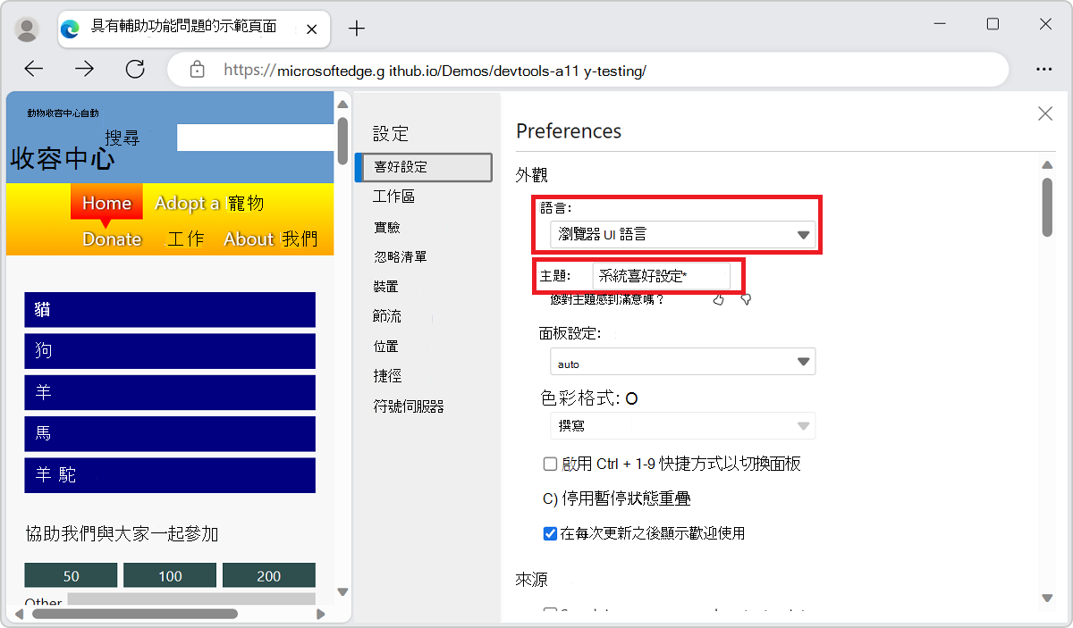 DevTools 裡的所有設定