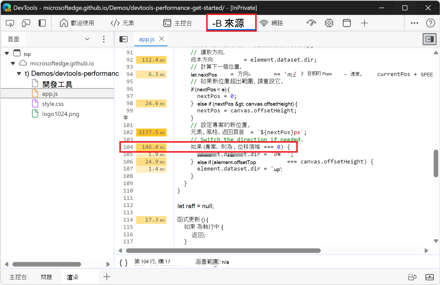 The line of code that caused the forced layout