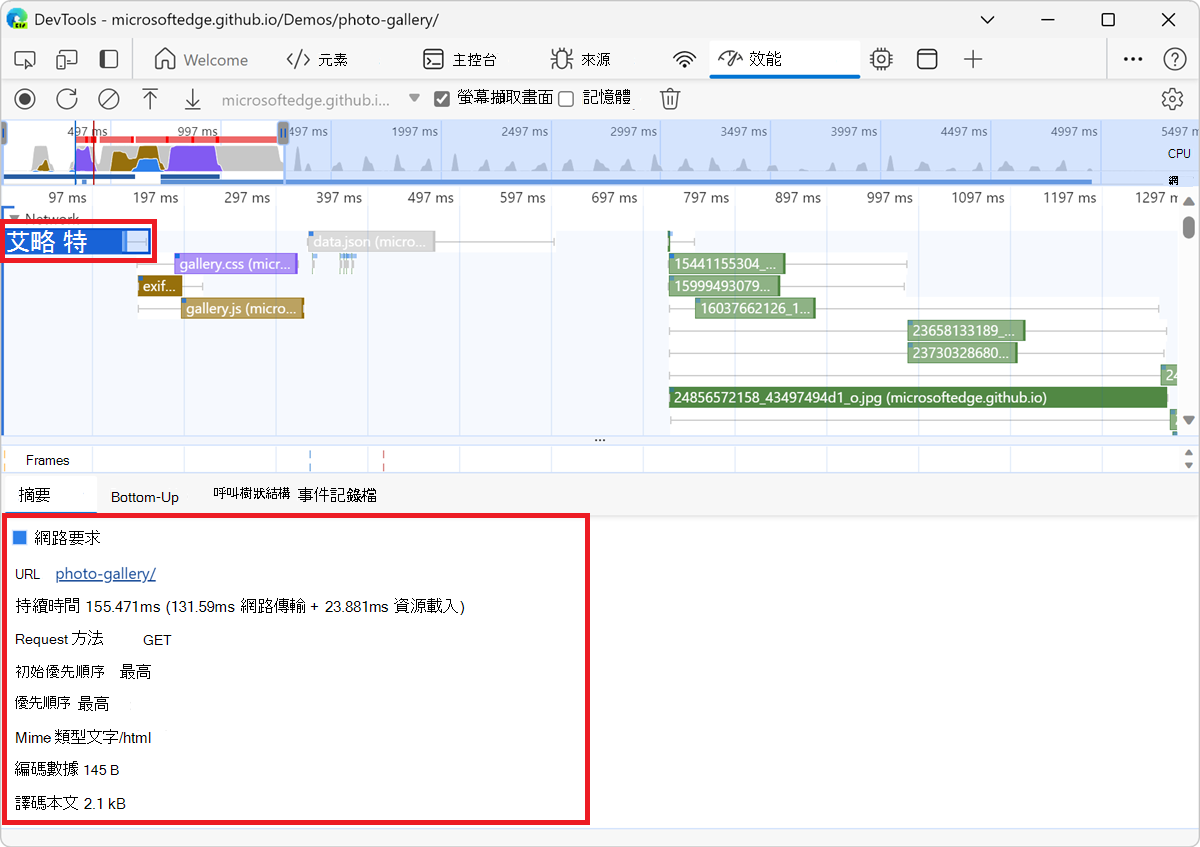關於相簿請求的更多資訊，請參閱摘要標籤
