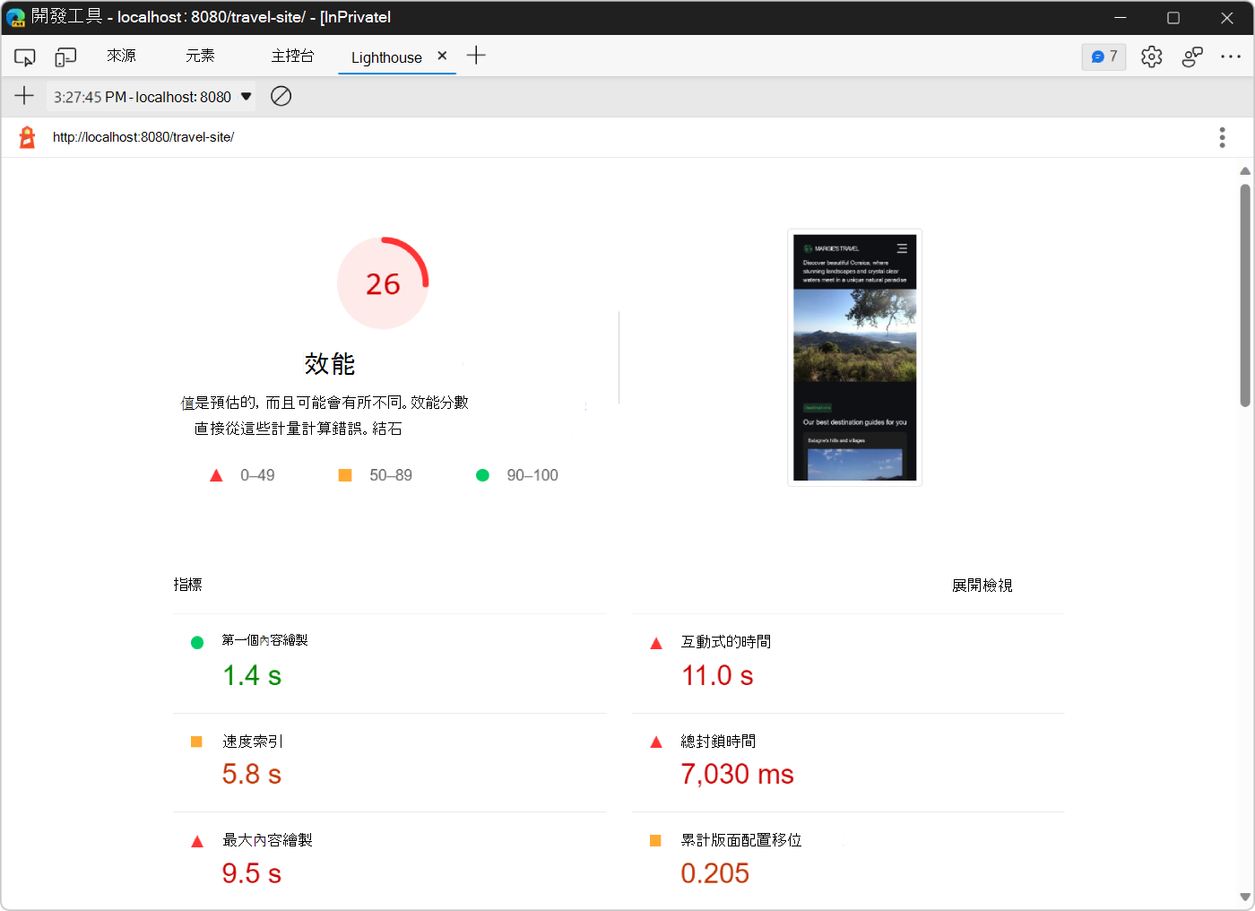 調整影像尺寸後的稽核報告