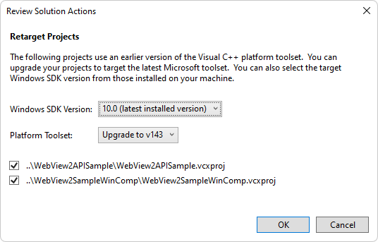 「檢視解決方案行動」對話框