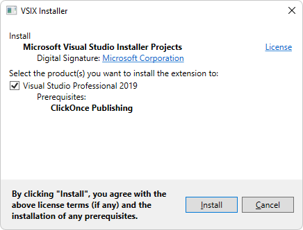 VSIX 安裝程式 Visual Studio 安裝程式專案 2019