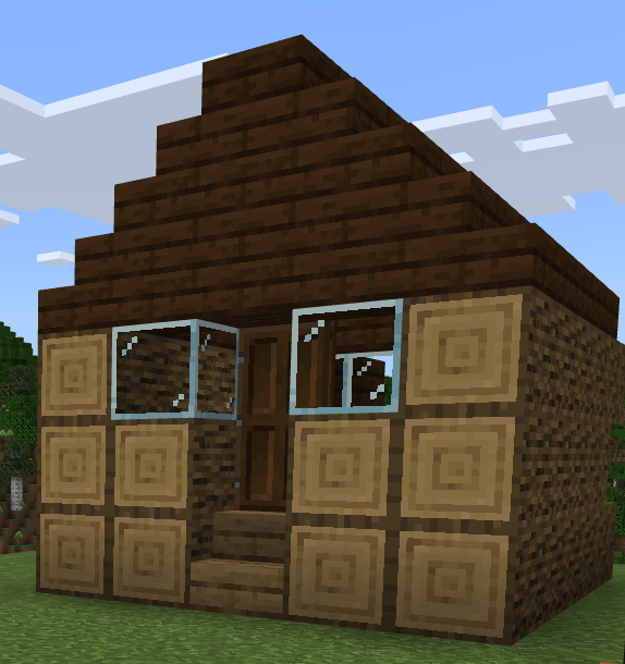 A structure built to look like a log cabin