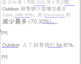 Screenshot showing two hidden-summary symbols inside a smart narrative summary.