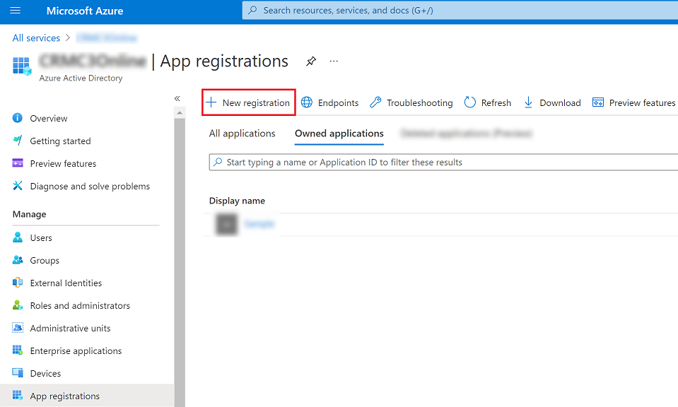 新應用程式註冊的螢幕擷取畫面。