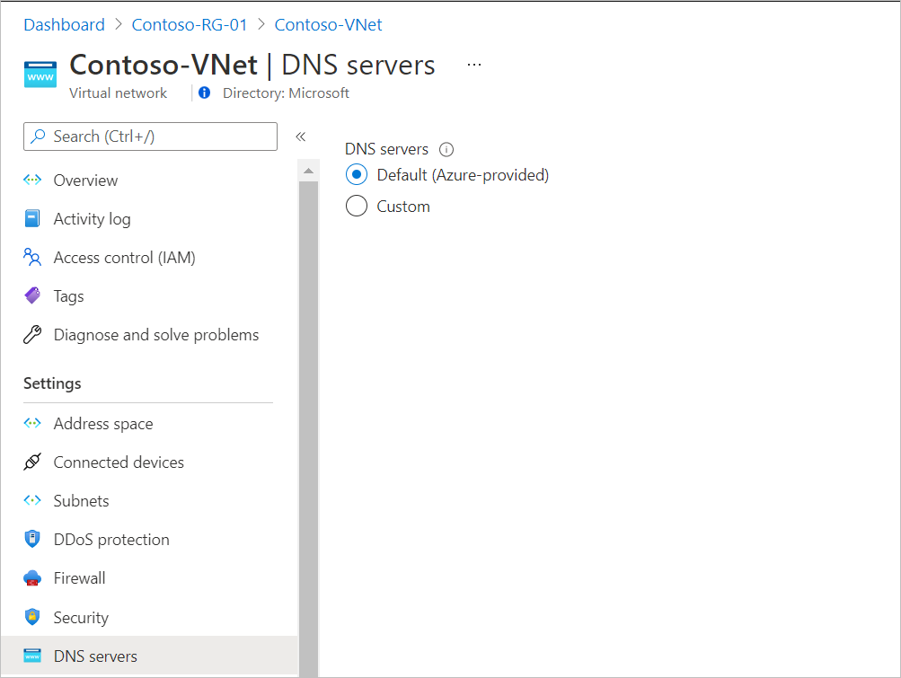 顯示 Azure 虛擬網路自訂 DNS 的圖表