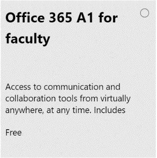 Office 365 A1 教職員版授權選項。