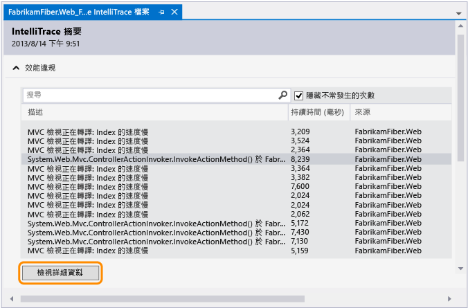 查看效能事件詳情