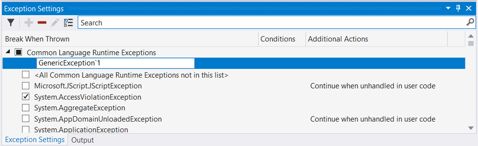 Add-Generic-Exception Screenshot of Add generic exception.
