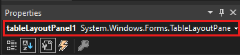 螢幕快照顯示顯示 TableLayoutPanel 控件的 [屬性] 視窗。