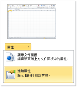 Excel 中的進階屬性。 Excel 中的進階屬性。