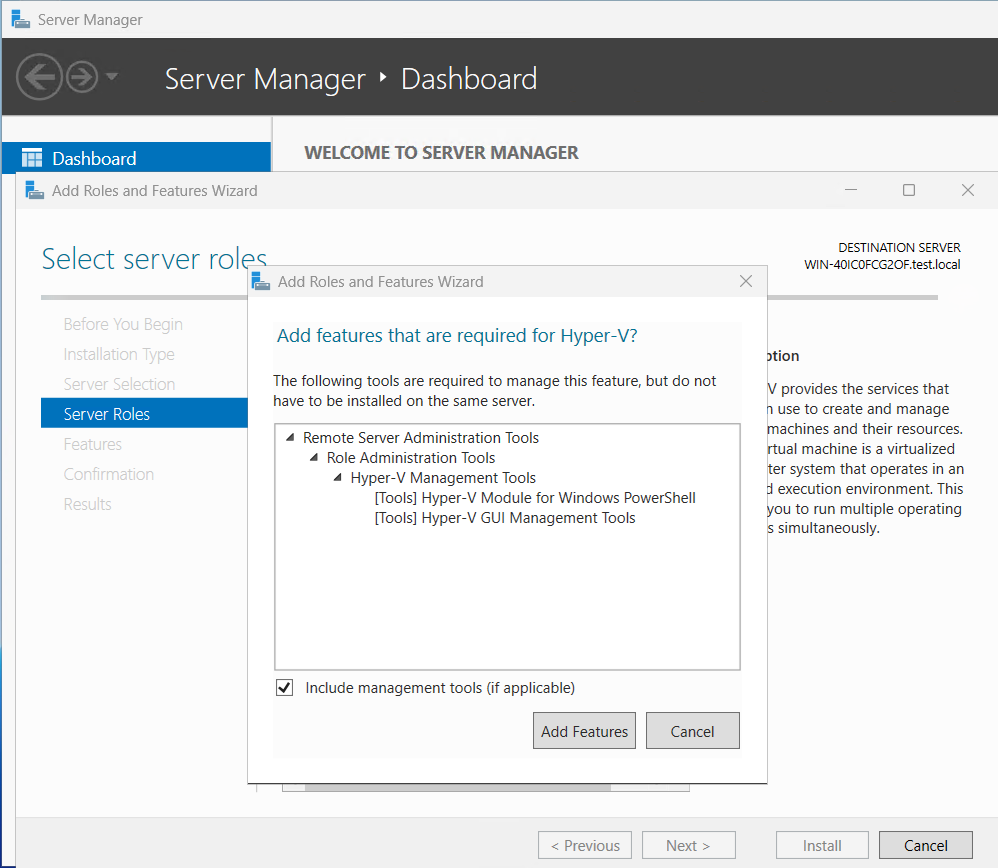執行 命令以啟用 Hyper-V 之後 PowerShell 視窗的螢幕快照。