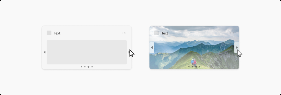 這兩個影像示範當小工具具有影像背景時,分頁控件的外觀。