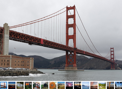 FlipView 相簿下方的縮略圖。