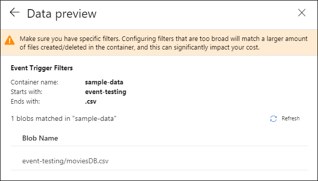 螢幕擷取畫面：儲存事件觸發預覽頁面。