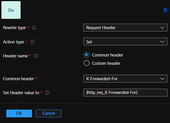 顯示從 XFF 標頭移除內嵌 Proxy IP 的螢幕擷取畫面。