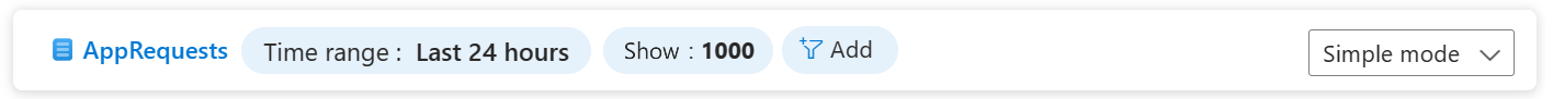 螢幕擷取畫面顯示 Log Analytics 中的頂端查詢列。