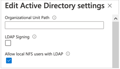 螢幕擷取畫面：顯示 [允許具有 LDAP 的本機 NFS 使用者] 選項