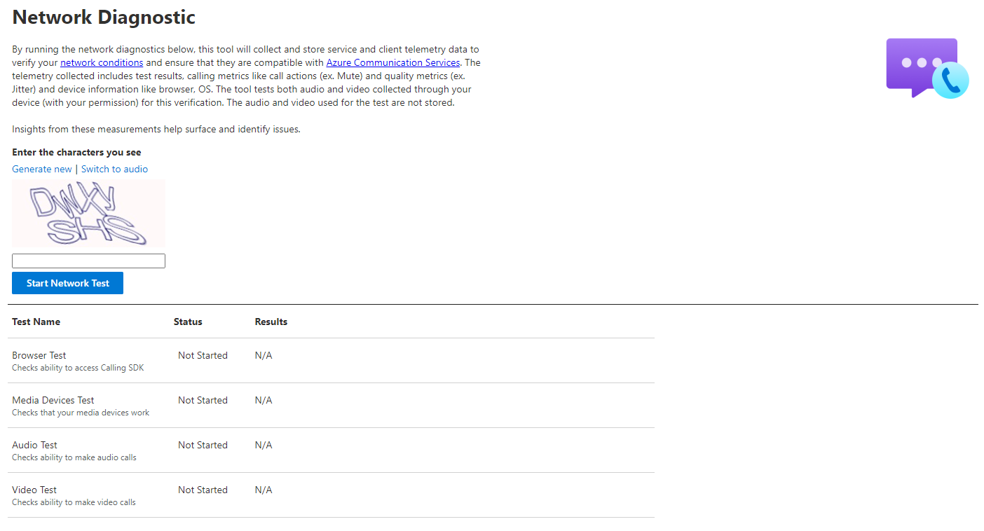 Network Diagnostic Tool 主螢幕