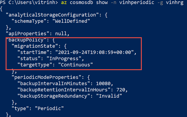 使用 PowerShell 命令檢查移轉狀態