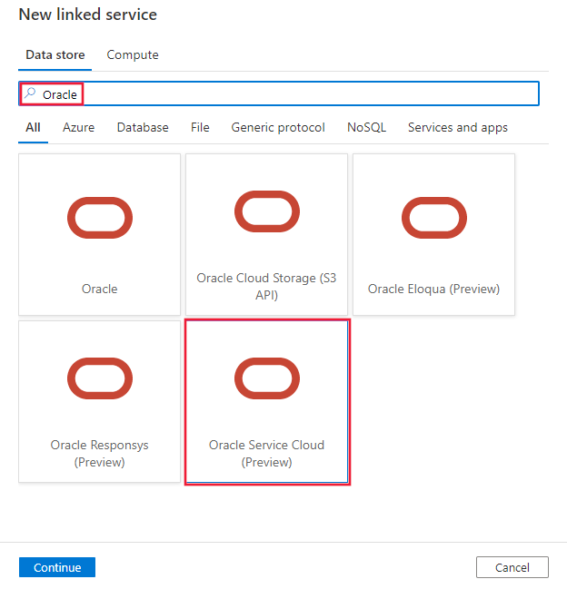 選取 Oracle Service Cloud 連接器。