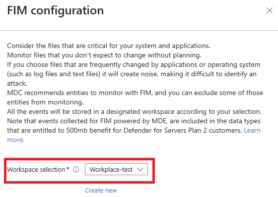 檔案完整性監視組態窗格的螢幕快照。