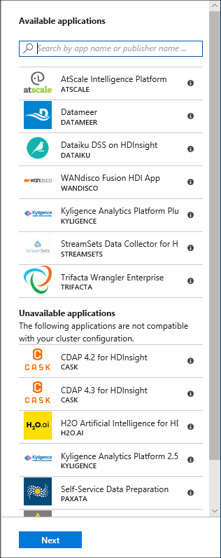 HDInsight 應用程式可用的應用程式。