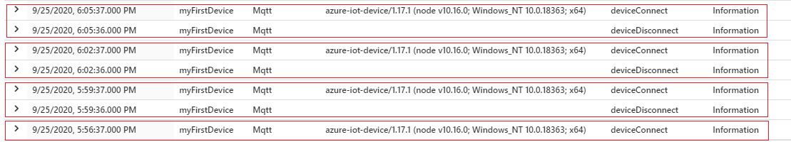 使用 Node SDK 在 Azure 監視器記錄中透過 MQTT 更新令牌的錯誤行為。