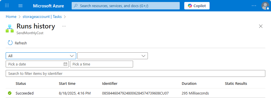 顯示工作執行、其狀態和其他信息的螢幕快照。