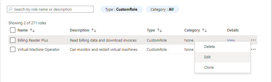 Custom role menu