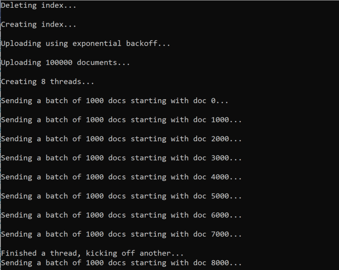 Output of index data function