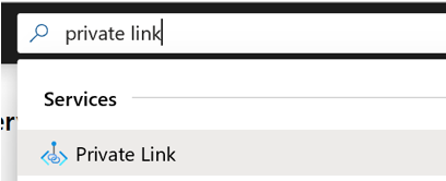 顯示如何搜尋 Azure 入口網站中的 Private Link 中心。