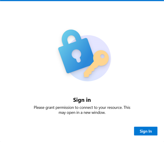顯示從網頁瀏覽器從 Windows 應用程式連線時授與許可權登入提示的螢幕快照。