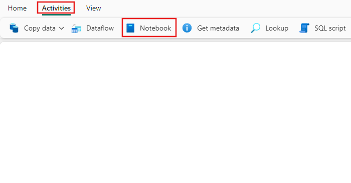 Fabric UI 的螢幕擷取畫面，其中顯示活動窗格和筆記本活動。