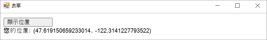 geolocation.html 檔案會顯示在你的 WebView2 控制應用程式中