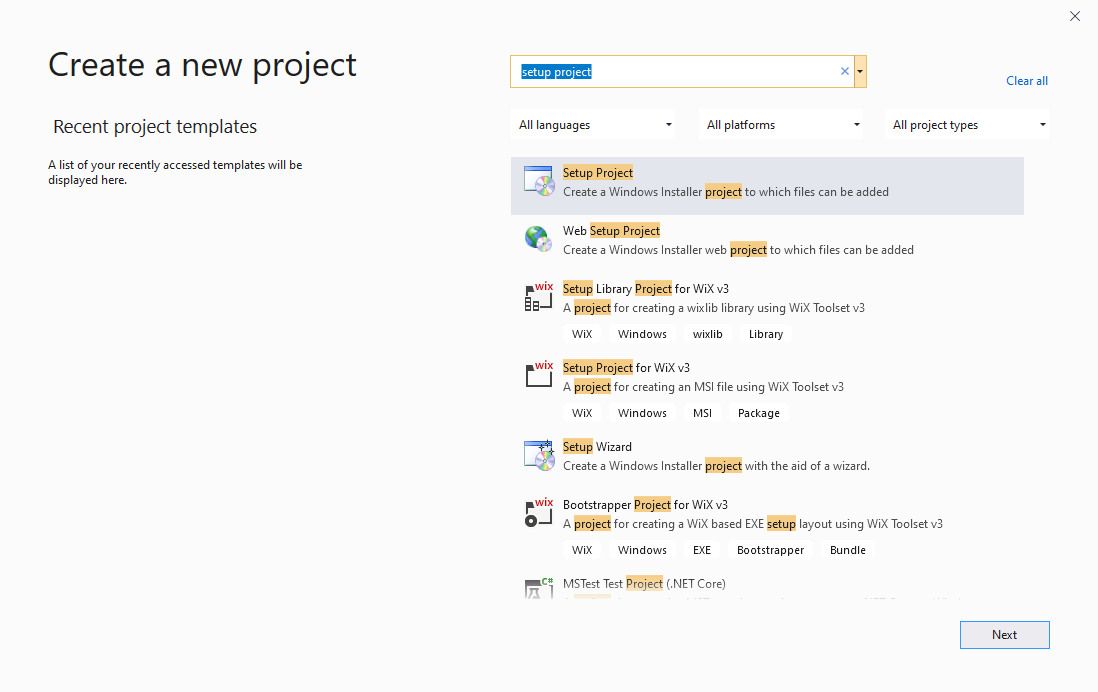 WebView2 部署 Visual Studio 安裝程式：建立設定專案