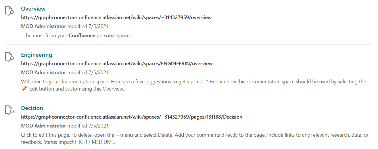 Confluence Cloud Copilot 連接器的版面配置範例。