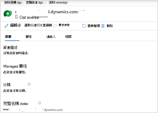 顯示資料資產細節的截圖。