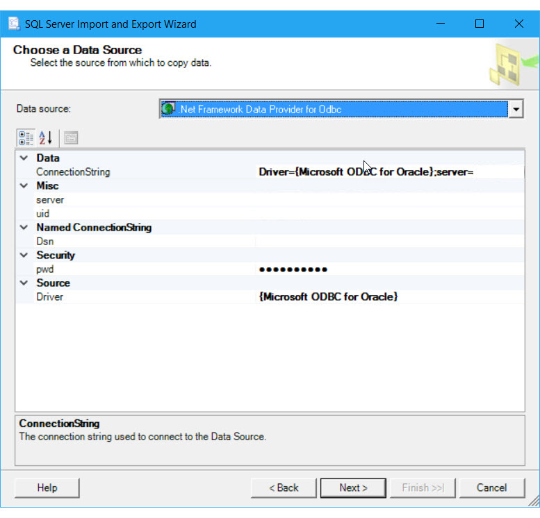 使用 ODBC 連線至 Oracle