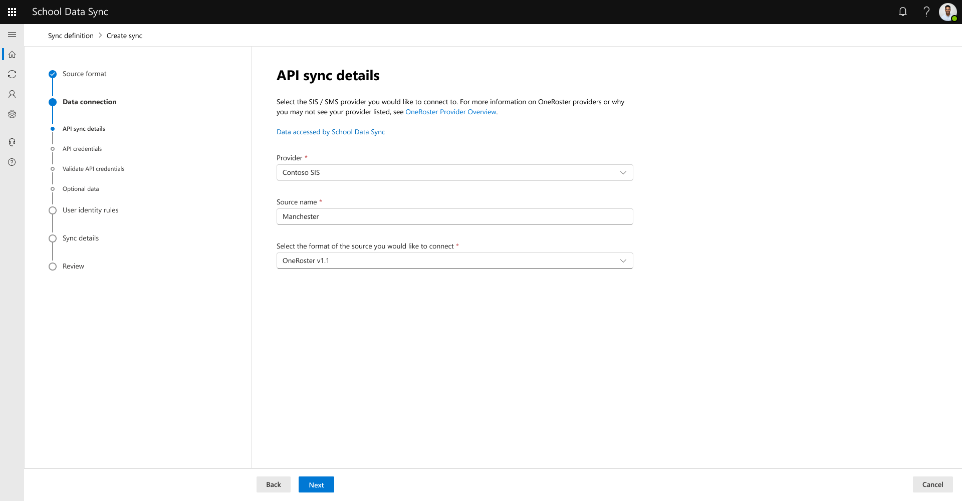 顯示 API 提供者和名稱提示的螢幕快照。