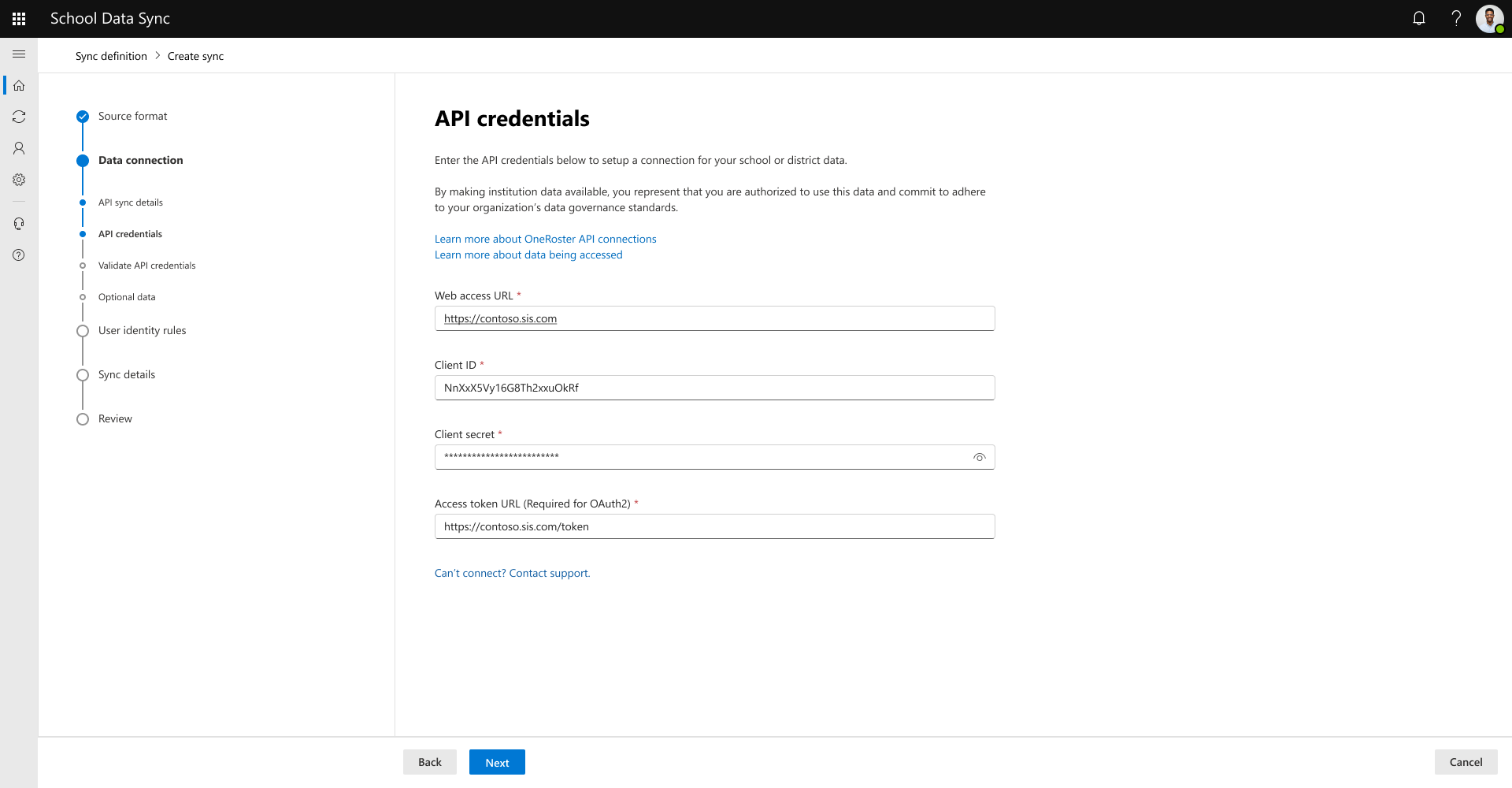 顯示 API 認證提示的螢幕快照。