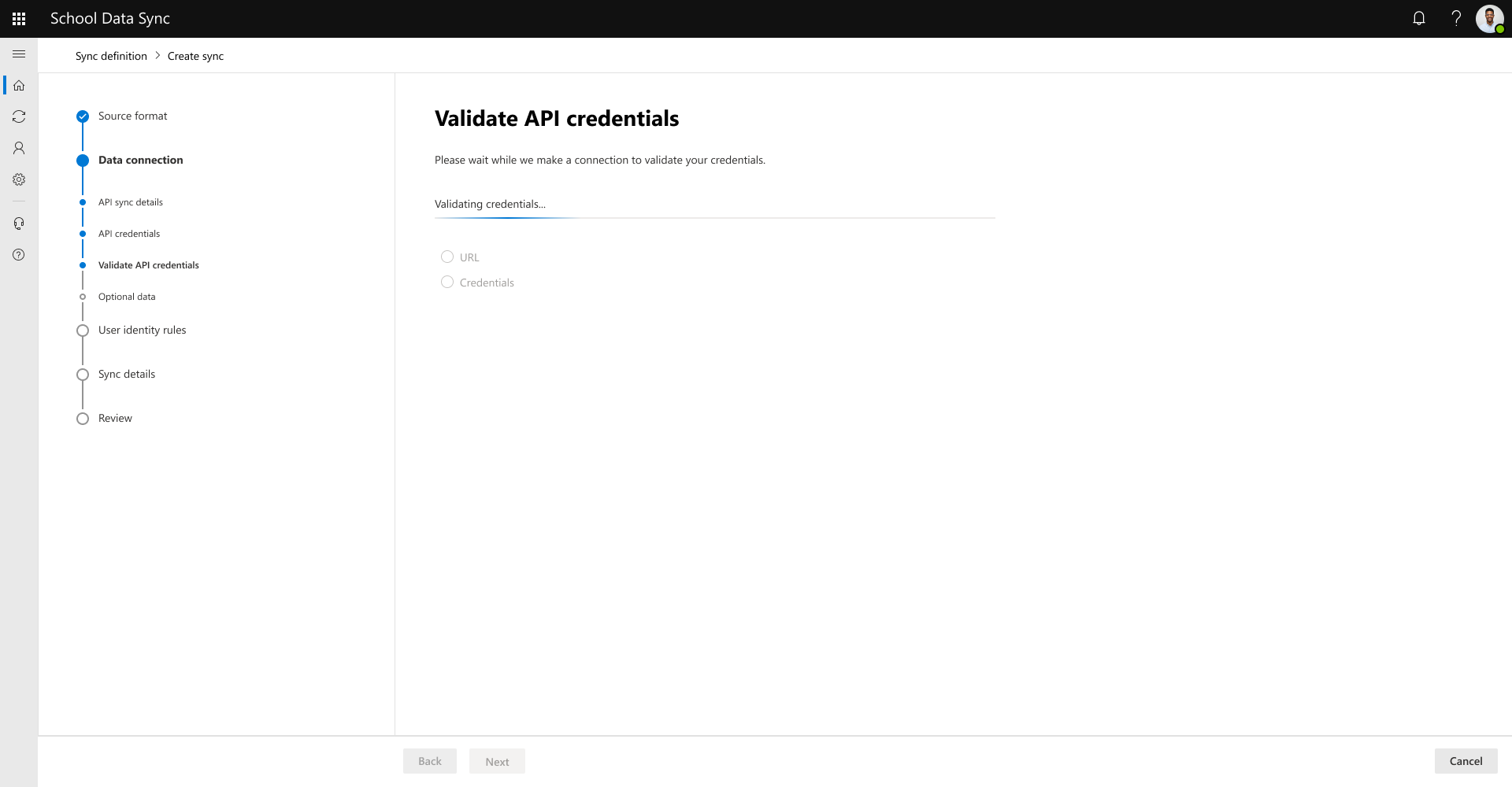 顯示 API 認證驗證的螢幕快照。