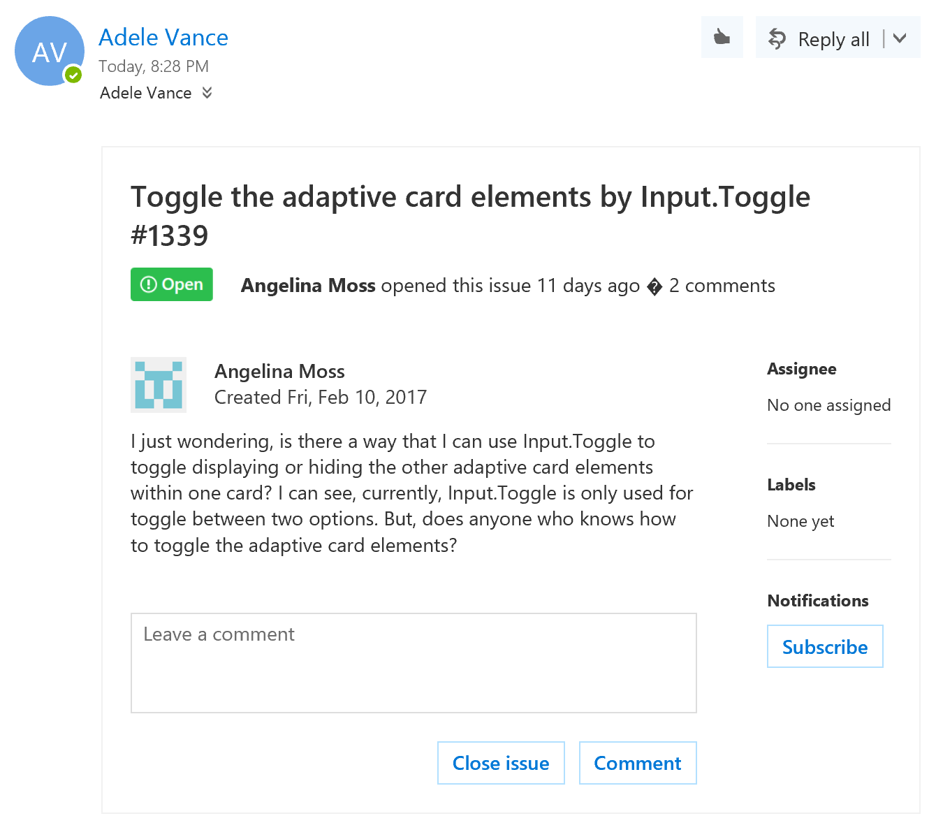 GitHub 可執行訊息